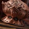 Tibet Collect Bronze Auspicious Lotus Shape Statue Box Incense Burner Censer