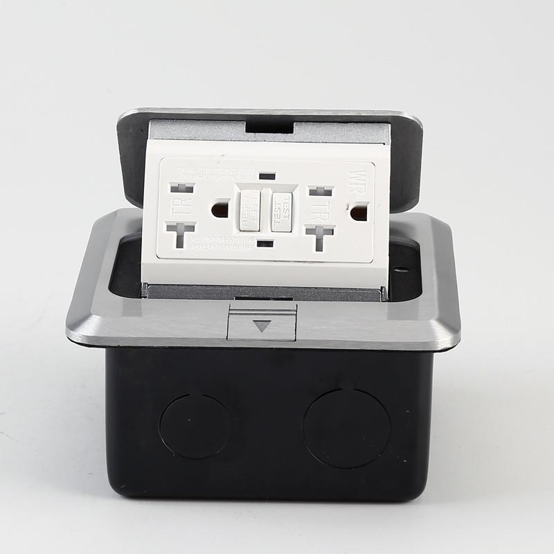 20A Pop-Up Hidden Ground Socket USB Charging Socket Aluminum Alloy Waterproof Floor Socket