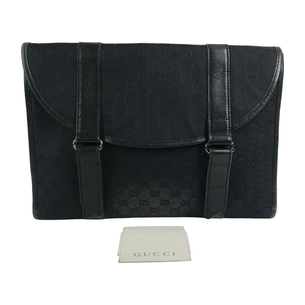 GUCCI 145852 Logo GG Bag Pouch Flap Cluch Bag Clutch bag GGCanvas/Leather Black