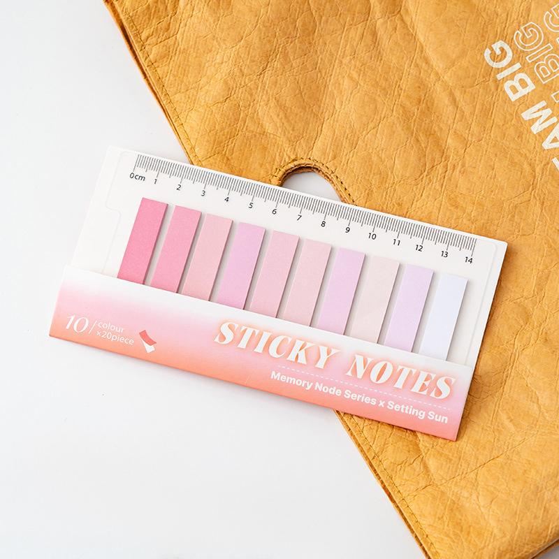 200 Sheets Morandi Colorful Sticky Notes Index Tabs Writable Page Markers Bookmark Flags With Ruler For Notebook