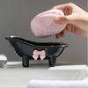 1pc Adorable Bow-tie Soap Box, Creative Bathtub-shaped Soap Holder.