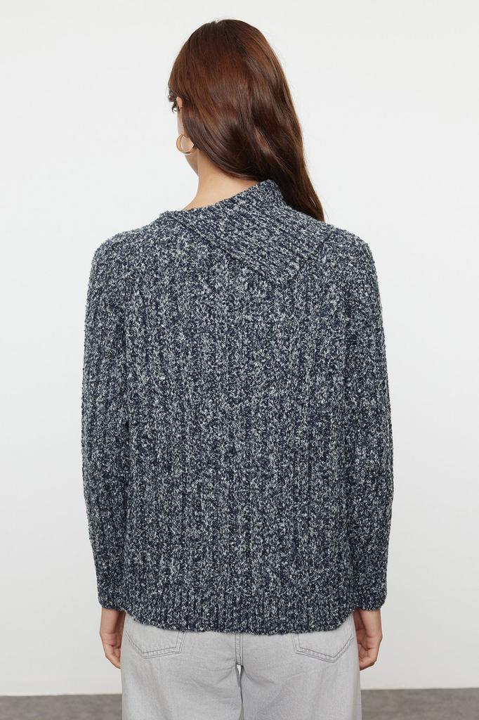 Женский модный стильный свитер, темно-синий воротник, детальный вязаный свитер из градиентной пряжи