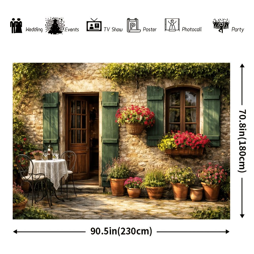 2D plane 1 piece · European country-style courtyard theme banner background A cozy and relaxing rural scene