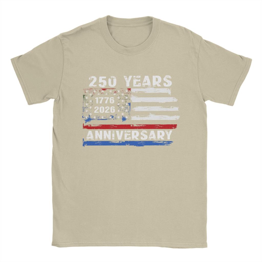 250 Years Anniversary America 250th Birthday Patriotic USA Flag Unisex T Shirt Vintage Tees Crew Neck TShirt Cotton Plus Size Top