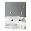 Tarnish Stainless Steel Double Sided Clover Model 5-piece Black And White Necklace