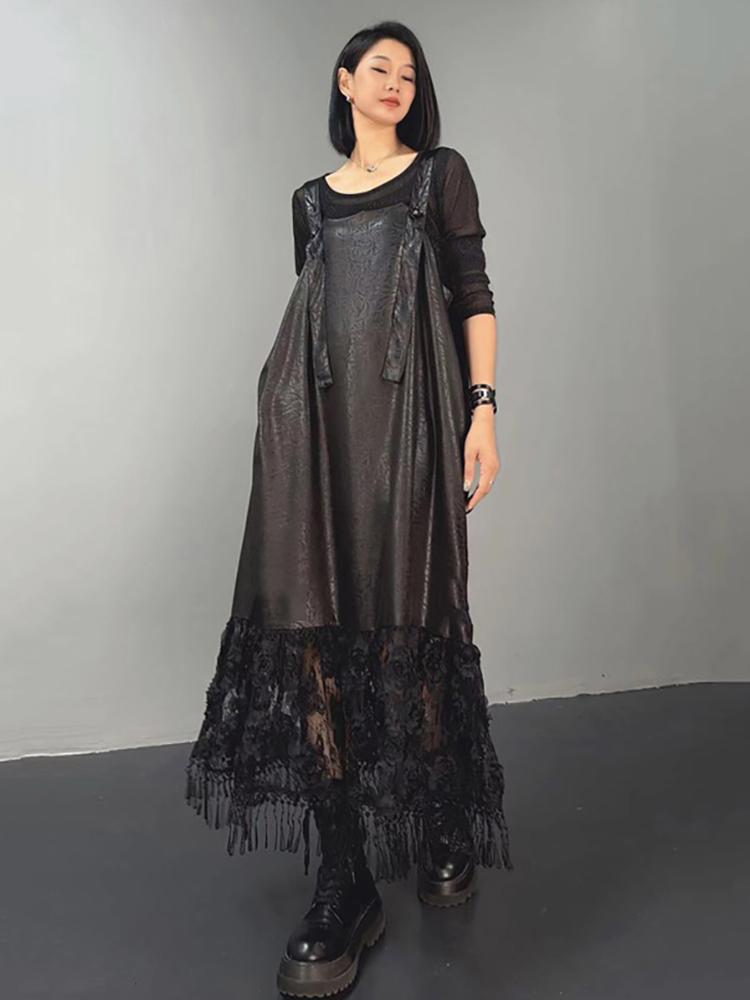 Xitao Lace Tassel Three-dimensional Decoration Dress LJ1023