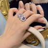 Light Luxury High-End Purple Diamond Open Flower Ring Female Elegant Cold Wind Double Flower Ring