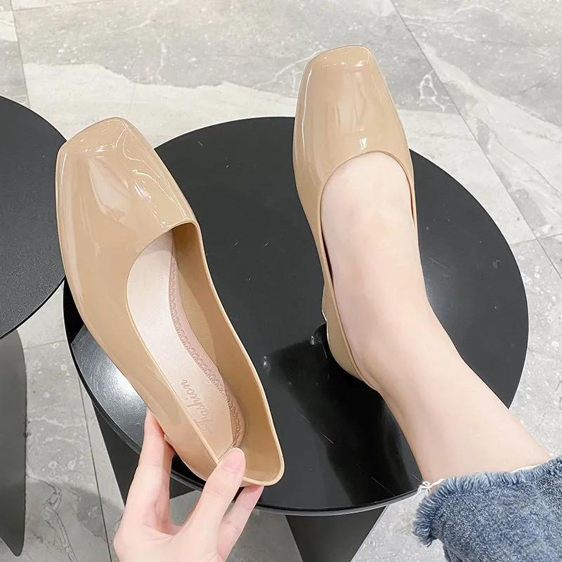 WTEMPO Офисные женские водонепроницаемые нескользящие мягкие рабочие туфли на толстом каблуке женские большие размеры однотонные повседневные туфли