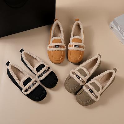 Туфли Мао Мао Женские 2025 Новые Осенне-Зимние Флисовые Теплые Удобные Мягкие и Лоферы Хлопковые Туфли На Один Педаль Ленивые Туфли Дуду