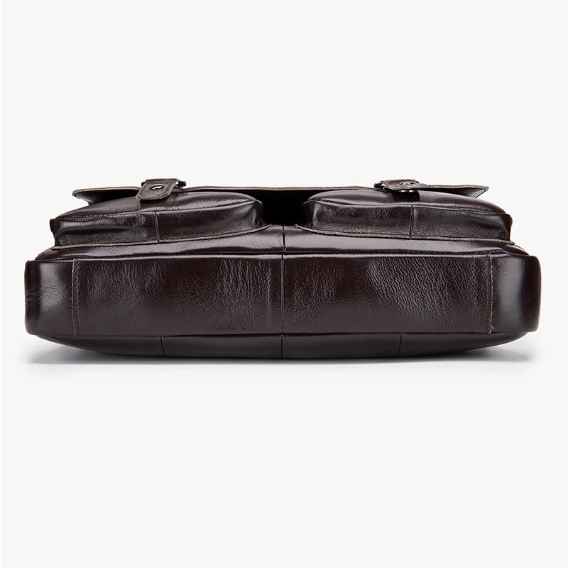 Мужской портфель из натуральной кожи с двойными передними карманами, большая вместительная сумка для ноутбука, диагональная деловая сумка через плечо