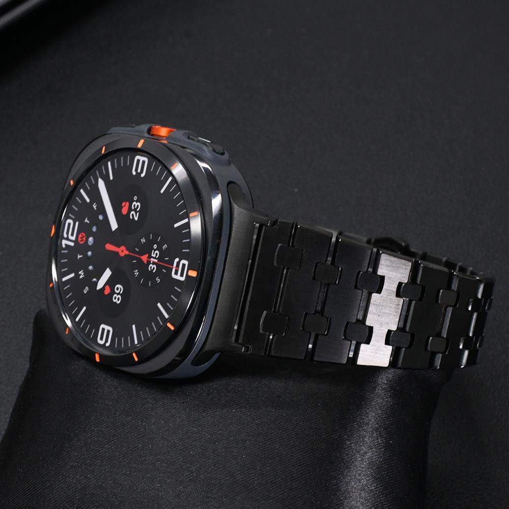 Без зазоров Стальной ремешок для Samsung Galaxy Ultra 47 мм 2025 Роскошный браслет для galaxy watch 7 ultra Ремешок Изогнутый конец Correa