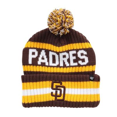'47brand '47BRAND Вязаная шапка с помпоном MLB, манжета в рубчик, SD Brown, один размер, 47A-CFKN-B-BERNG21ACE-BW