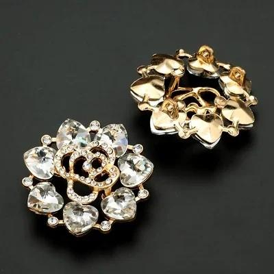 1pcs Metal Rhinestone Fur Coat Buttons for Clothing Collar Decoration Accessories