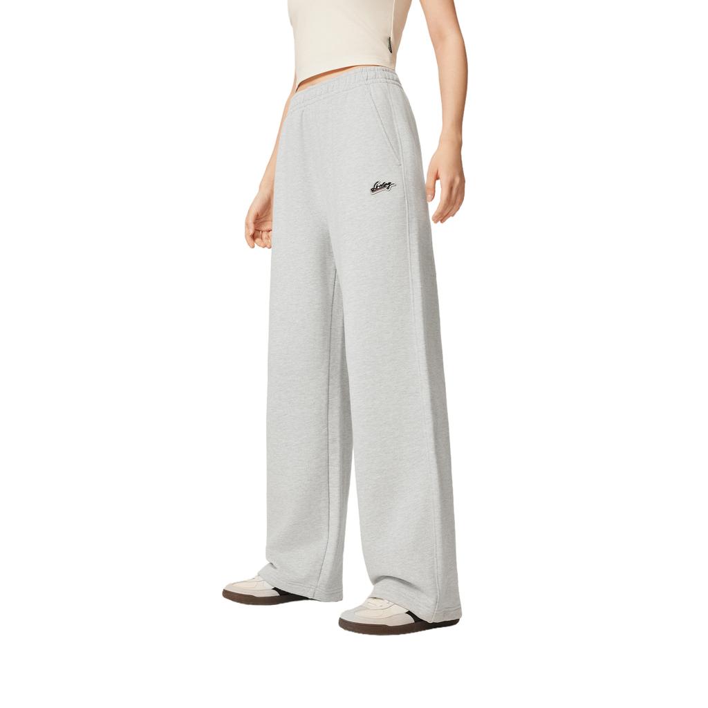 Спортивный стиль Li Ning Свободные трикотажные зимние спортивные штаны с логотипом в виде букв для женщин AKLV838-4