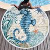 Sea Turtle Round Beach Towel Undersea World Thick Shower Bath Towels Microfiber Summer Swim Circle Yoga Mat 150cm With Tassels