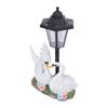 Swan Garden Statue with Solar Lantern Resin Outdoor Decorative Sculpture for Porch Patio Lawn Pathway