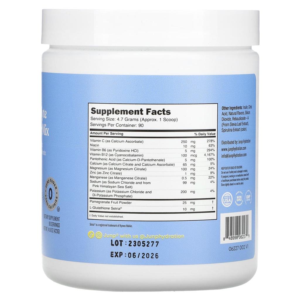 JUNP Hydration Electrolyte Powder Mix, Berry Lemonade Flavor, 14.9 Oz (423 G)