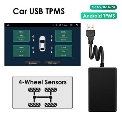 OSSURET Автомобильная USB TPMS (Система контроля давления в шинах) для Android мультимедийного плеера, навигационного дисплея, головного устройства, автомагнитолы