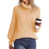 Women's Autumn/winter Twisted Floral Knitted Chunky Long-sleeved Solid Color Turtleneck Sweater