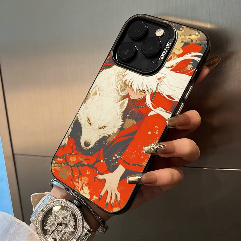 Чехол для телефона L-L-Inuyasha для iPhone 17,16,15,14,13,12,11 Plus Pro Max Цветной Серебряный Чехол для телефона