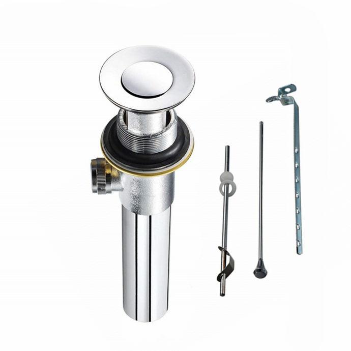 Bathroom Accessories Sink Faucet Stopper Brass Pop up Drain with Lift Rod and Overflow