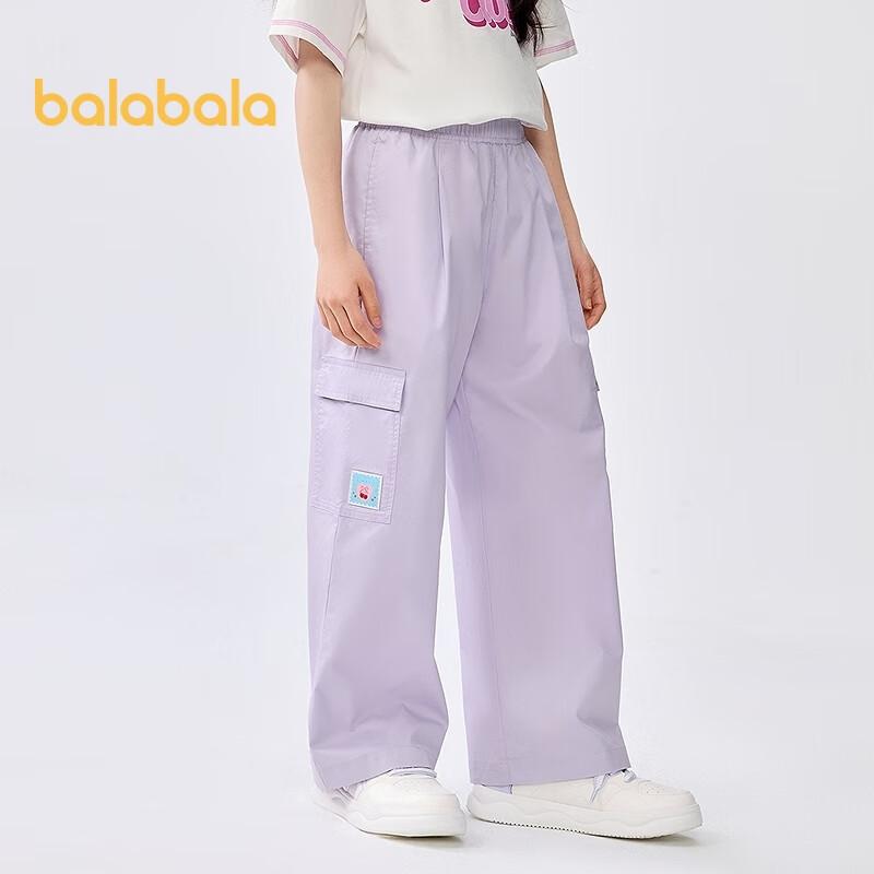 BALABALA Girls' Cargo Pants, Children's Trousers, Summer 2025 Collection for Older Kids, Quick-Dry Long Pants, Fashionable, 208225108005