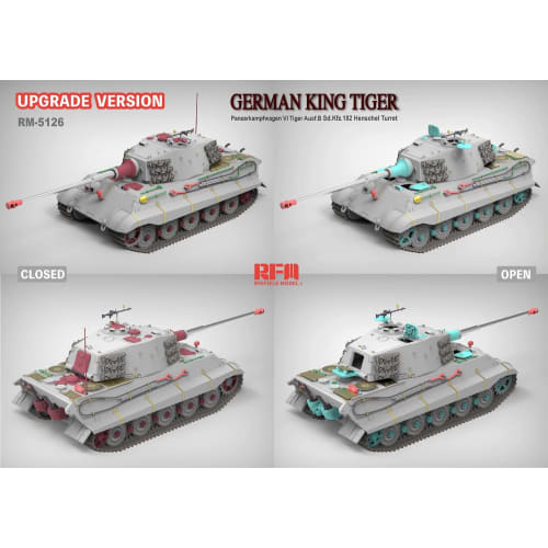 RYEFIELD MODEL 1/35 Sd.Kfz.182 King Tiger Henschel Turret Upgraded Version Plastic Model Kit RFM5126
