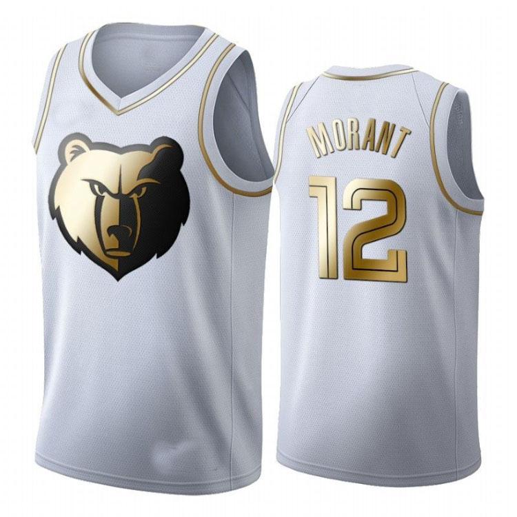 High Quality NBA Grizzlies 12 Morant Embroidered Basketball Shirt