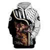 Pet Portrait Graphic Bundle Print Hoodie, Mixed Shepherd Dog Realistic Illustrations Full Graphic Loose Pullover, Great for Casual Street Sports