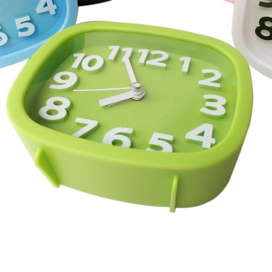 Настольные часы на батарейках, не тикающие, пластиковые, маленькие, прикроватные, аналоговые, будильники, товары для дома