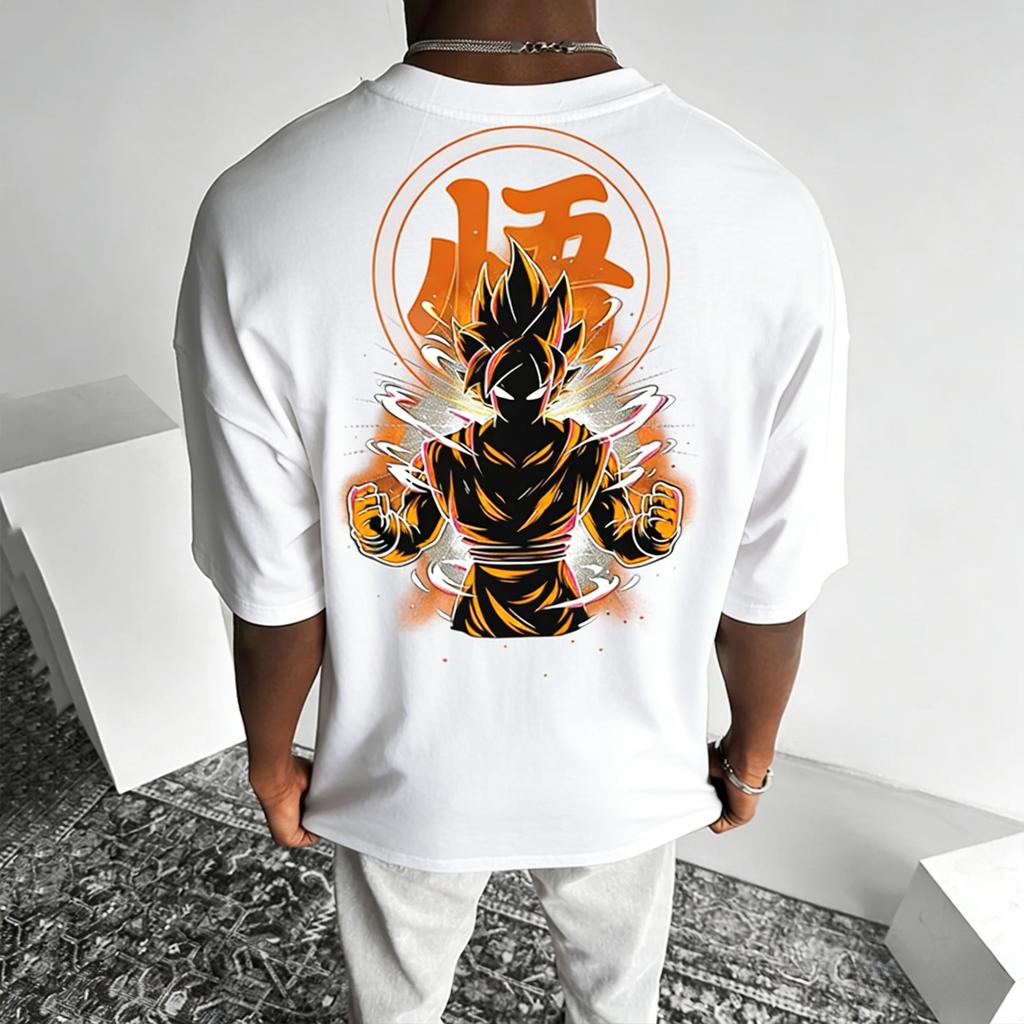 Аниме Dragon Ball Гоку Круглый вырез Короткий рукав 2026 Bandai Летняя Мужская Спортивная Свободная и Дышащая Хлопковая Футболка