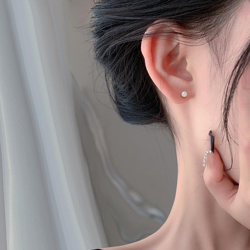 Двусторонние серьги Шамбала, закрученные серьги без снятия супер сверкающих гвоздей для ушных косточек