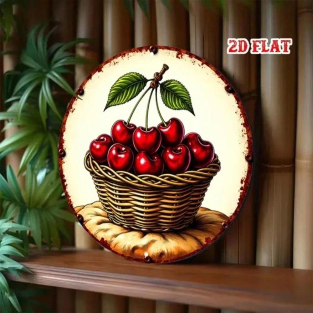 Плоский круглый настенный декор с фруктами для дома, гаража, ресторана, кафе