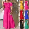 Women's Summer Casual Solid-color Tie Dress With Fringes, Strapless Cuffs And Puffed Sleeves