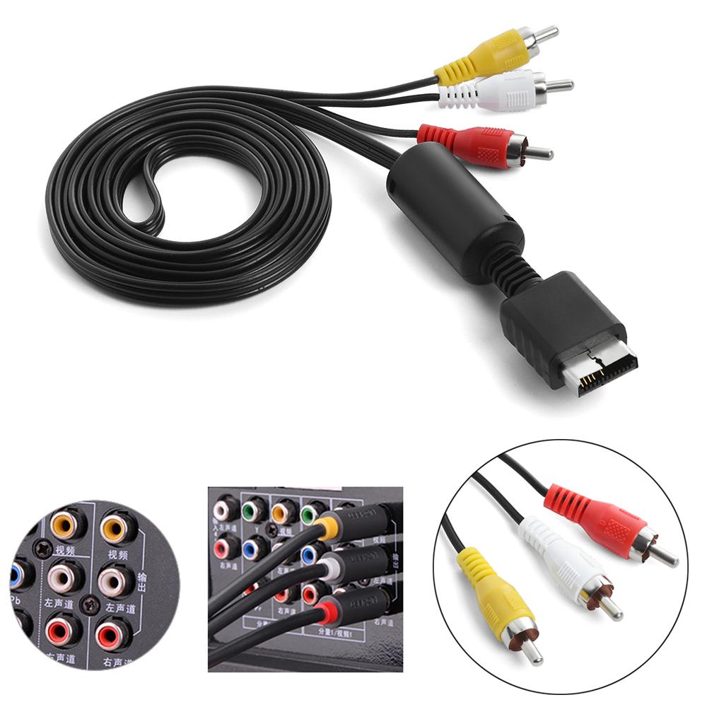 New Black Multi Out Video/Audio Cable Flat 3 RCA AV Cord