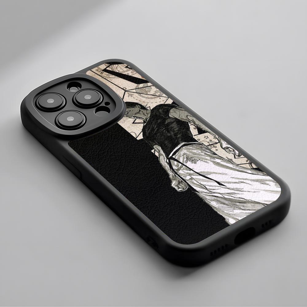 Супер крутой чехол для телефона с Тодзи Фусигуро из аниме для iPhone 16 15 14 13 12 11 Plus Pro Max Роскошный силиконовый чехол из натуральной кожи черный