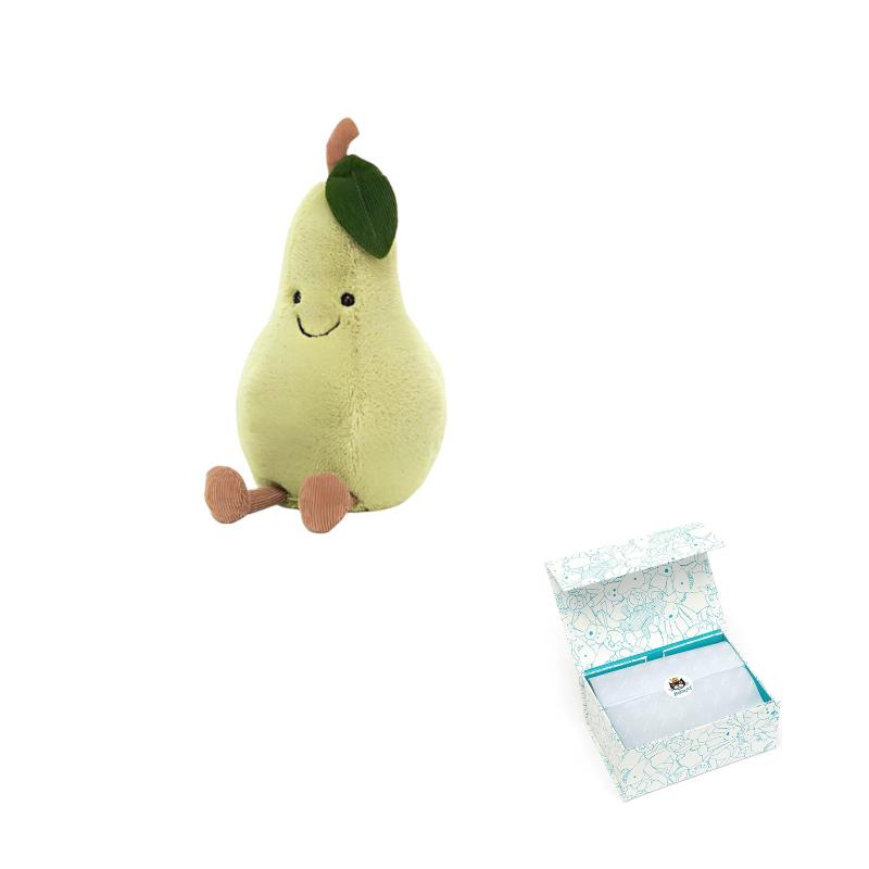 Jellycat Серия "Веселая еда" Фрукт Смешная груша Успокаивающая кукла Плюшевая кукла Сидящая 20 см высотой