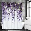 Фиолетовая Цветочная Шторка для Душа, Декоративная Шторка для Ванной, Водонепроницаемая Шторка для Душа с Крючками