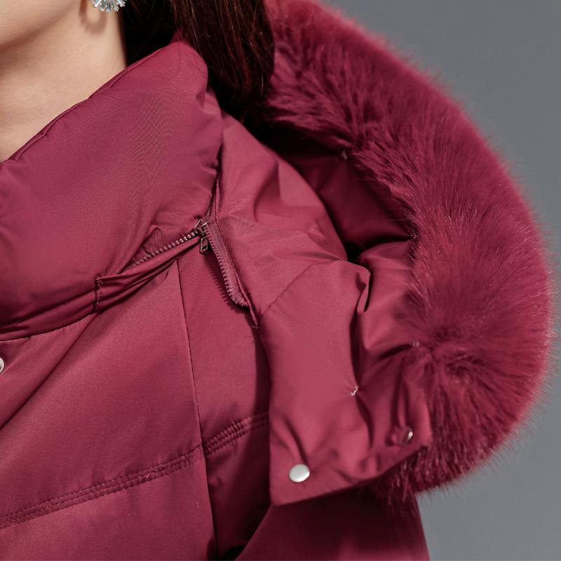 Middle Age Woman Winter Long Coats Hooded Faux Fur Collar Casual Thick Warm Parkas Women's Jackets