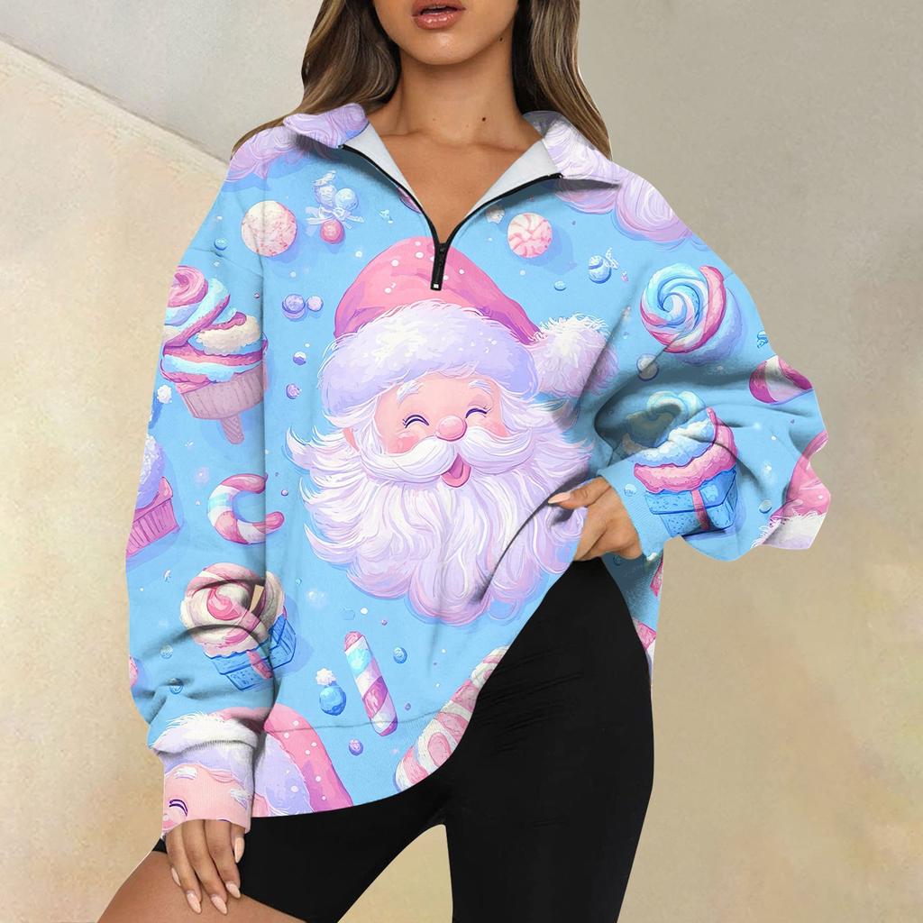 Женская повседневная мода с длинным рукавом и принтом, свободный свитшот на молнии