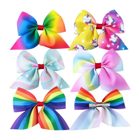 5 шт. детские заколки для волос градиентного цвета в радужную полоску с бантом Декор заколки для волос для девочек аксессуары для волос обратно в школу Рождественский подарок