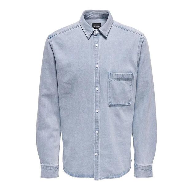 Only & Sons Benny Reg Chambray рубашка с длинным рукавом