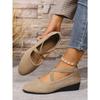 Fall 2025 Cross Elastic Wedge Shoes Plus Size Platform Soles Casual Pumps for Women