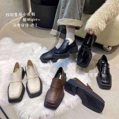 Толстая подошва, квадратная головка, ретро-лоферы, одиночные туфли, женская обувь 2025 года, весна и осень, новый нишевый дизайн, британские маленькие кожаные туфли