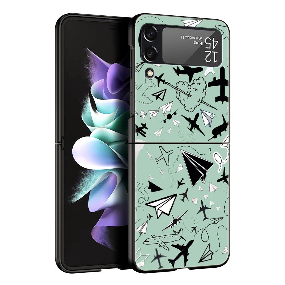 Чехол для телефона Z Flip 4 для Samsung Galaxy Z Flip 3 5G ZFlip3 Flip3 zflip Flip4, черный жесткий чехол для ПК, чехол для самолета с картой мира, дорожный чехол