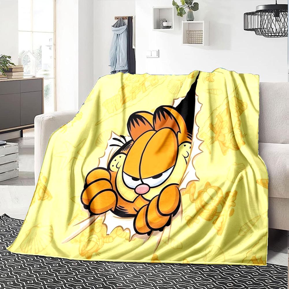 Garfield Through Wall Flannel Blanket Super Soft Warm Cozy Blanket For Sofa Bed Office Travel Allseason Home Decor Gift