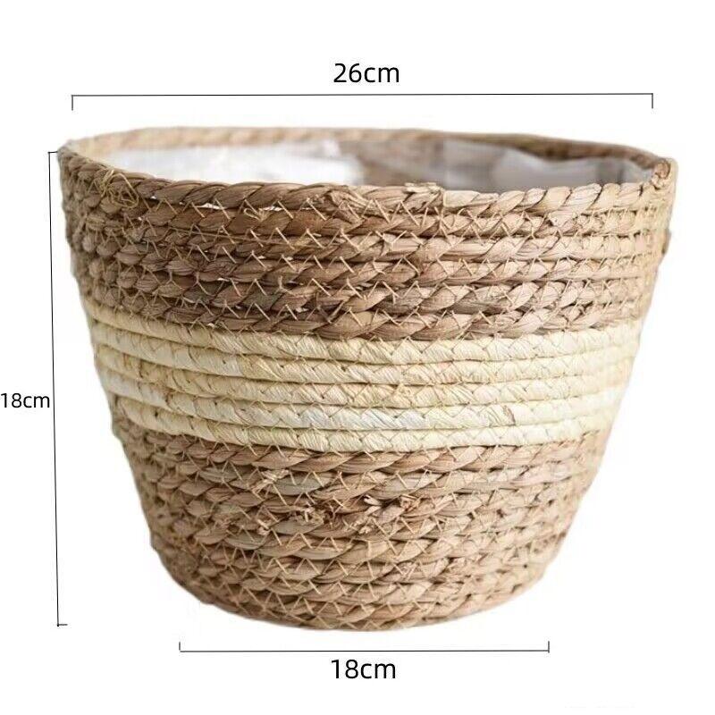 Плетеный цветочный горшок из травы, корзина для растений, корзина для цветов, комнатный цветочный горшок, сад, декоративные цветы, растения, корзина для хранения, использование