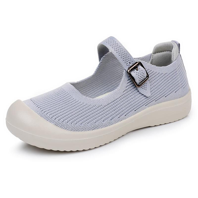 Shoes Women's Shoes Versatile Summer New Buckle Old Beijing Cloth Shoes Women's Flying Woven Breathable Casual Shoes Fashion Single Shoes