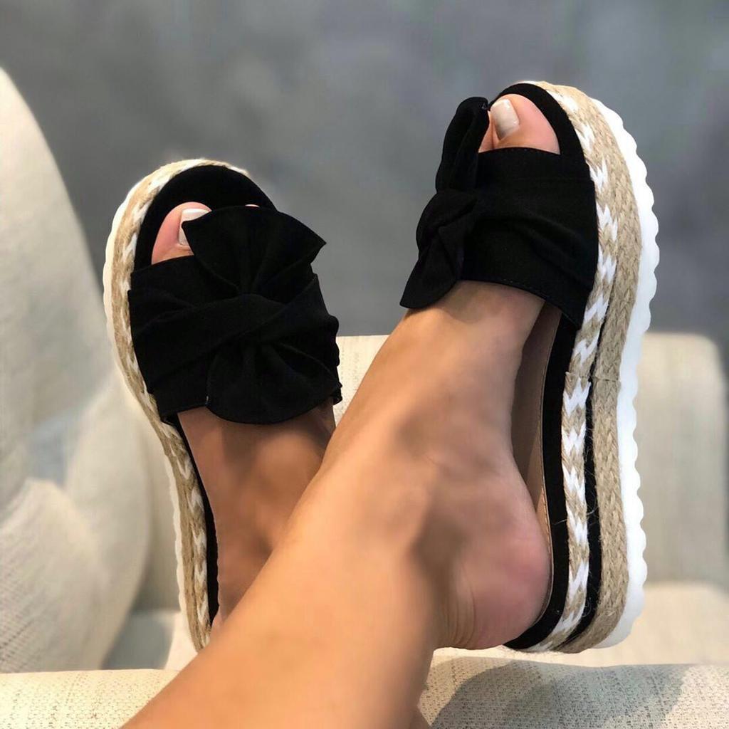 2025 Women Cute Bowknot Sandals Casual Slip On Sandals Ladies Daily Platform Sandals Party