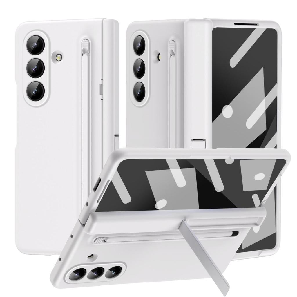 Чехол для Samsung Galaxy Z Fold 7 с шарнирной защитой, ударопрочный ПК + Закаленное стекло, Держатель пленки, Задняя крышка со слотом для ручки и стилуса, Новый